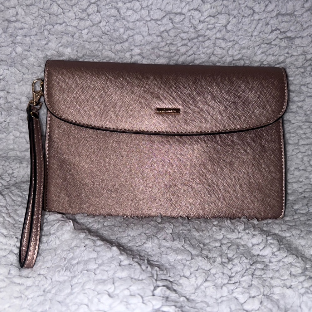 Rose Gold Metallic Clutch Wristlet